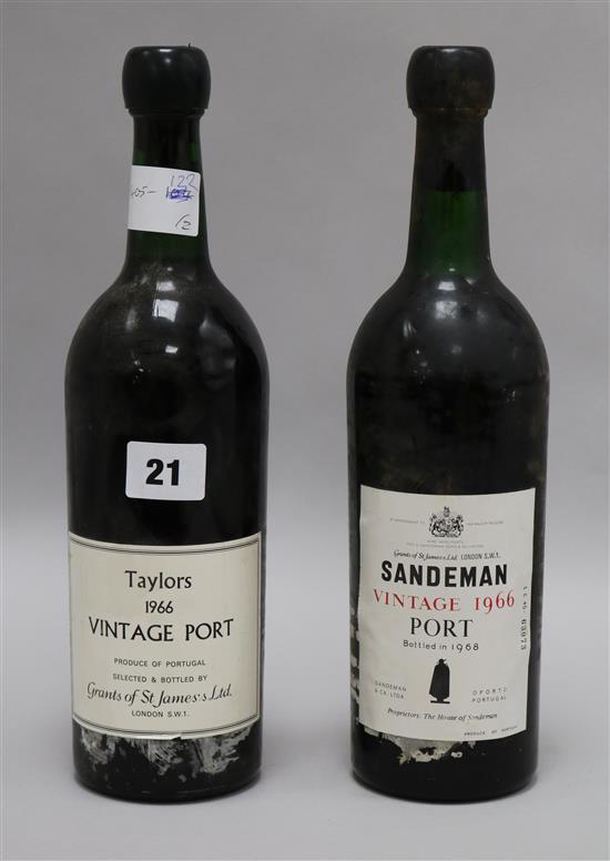 A bottle of Taylors 1966 Port and a bottle of Sandemans 1966 Port